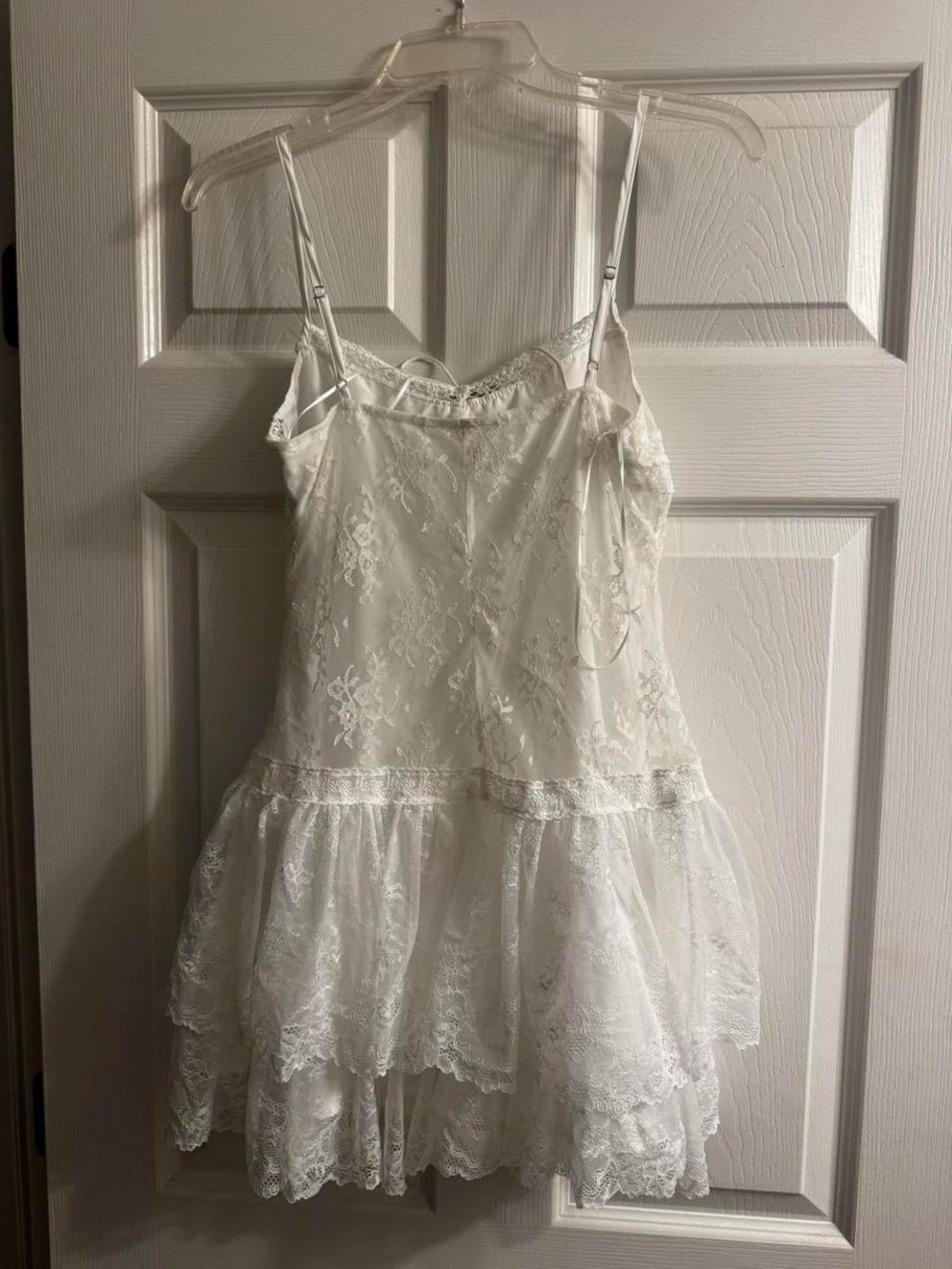Lace Trim Slip Romper/dress - White - Picture 2 of 4
